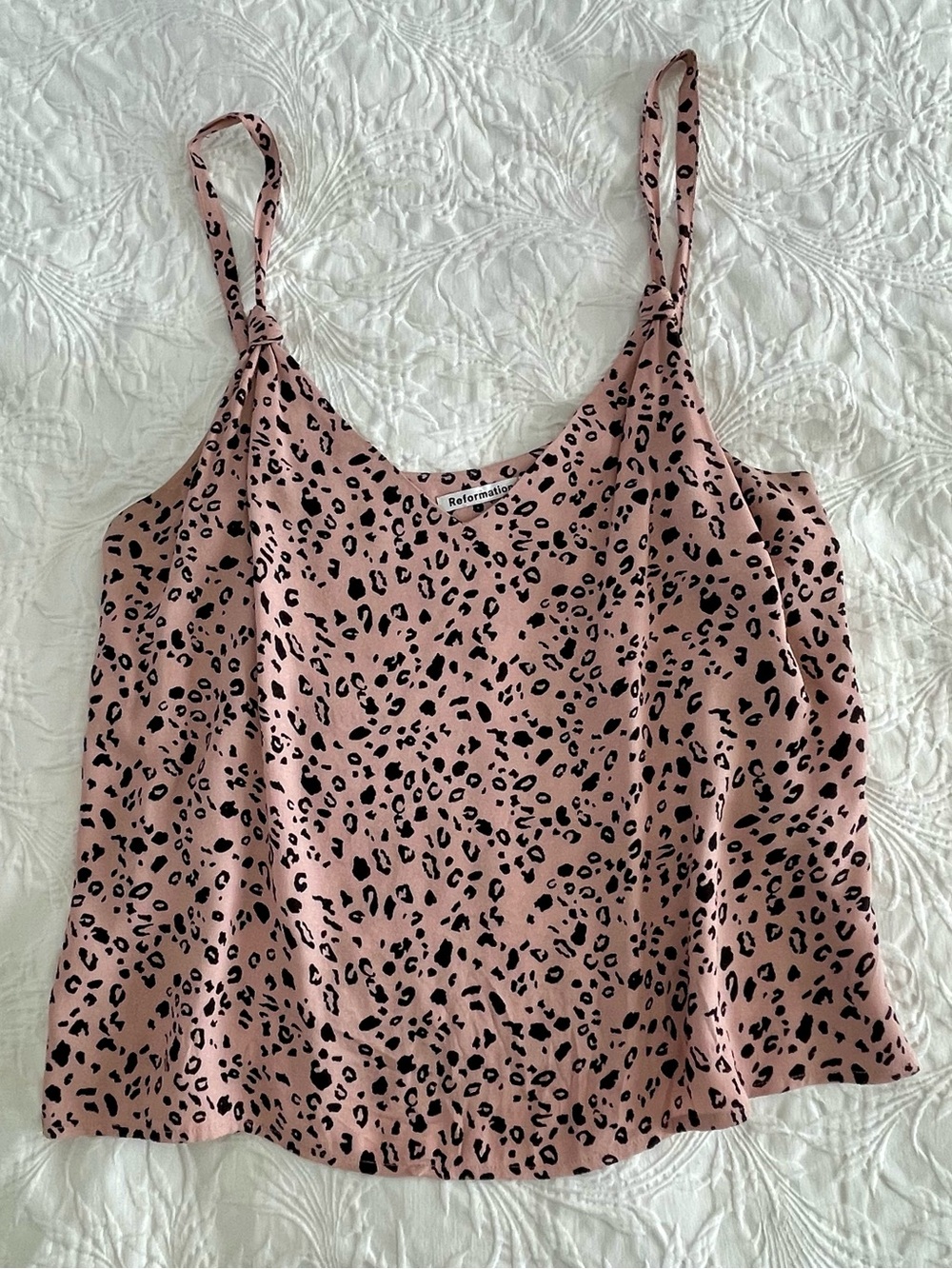 Reformation Pink Leopard-Print Spaghetti Strap Cami